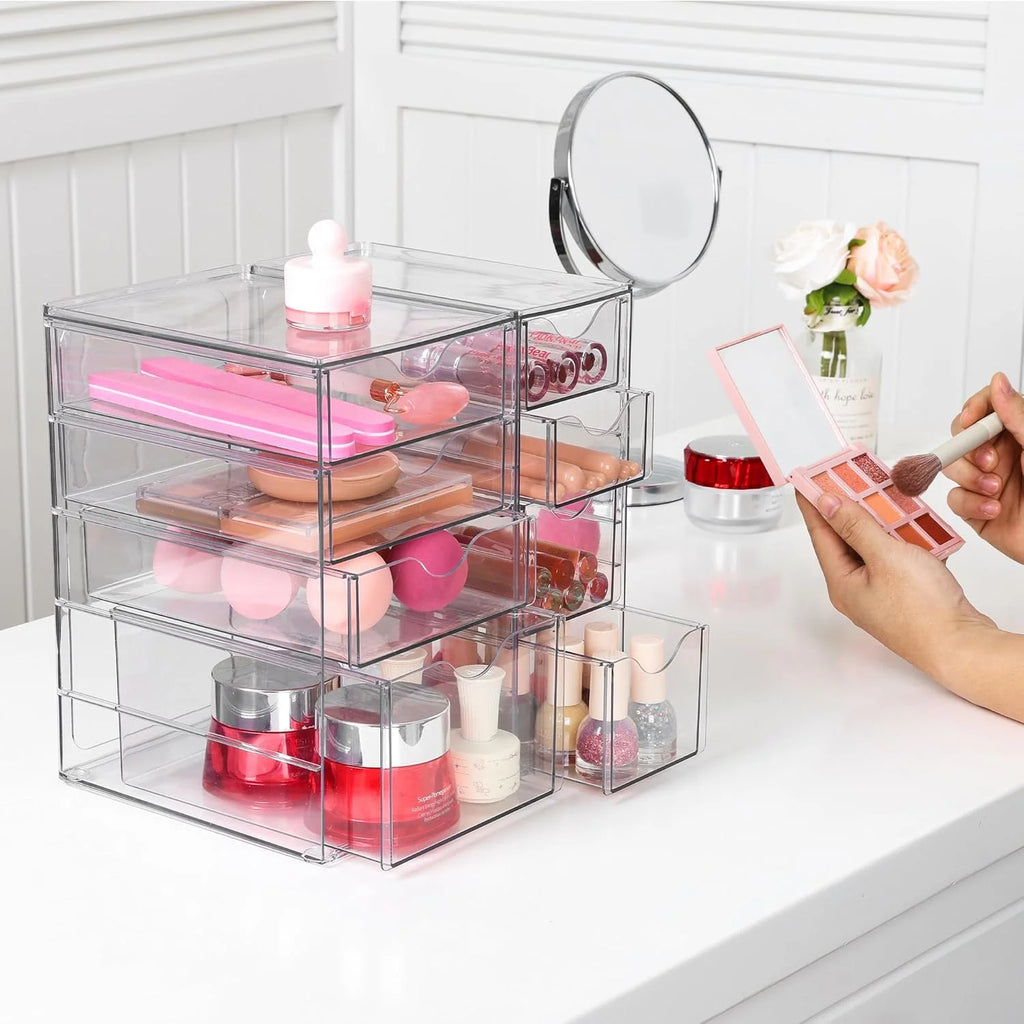 Acrylic Organizer with 9 Drawers,Clear Storage Drawers,Organizer Bins for Makeup,Cosmetics,Beauty Supplies