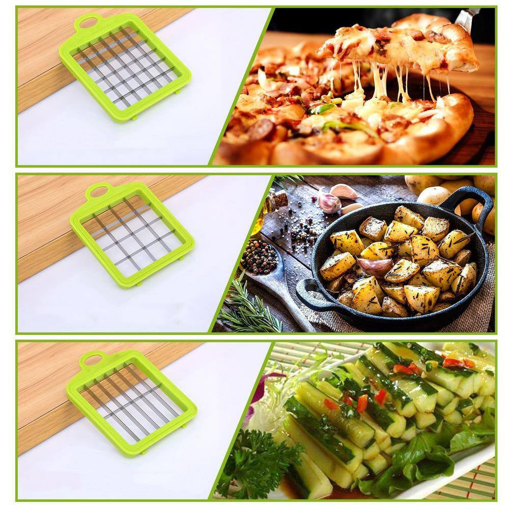 Vegetable Slicer Stainless Steel Built-In Blade Choppers & Presses with 3 Blades and Container