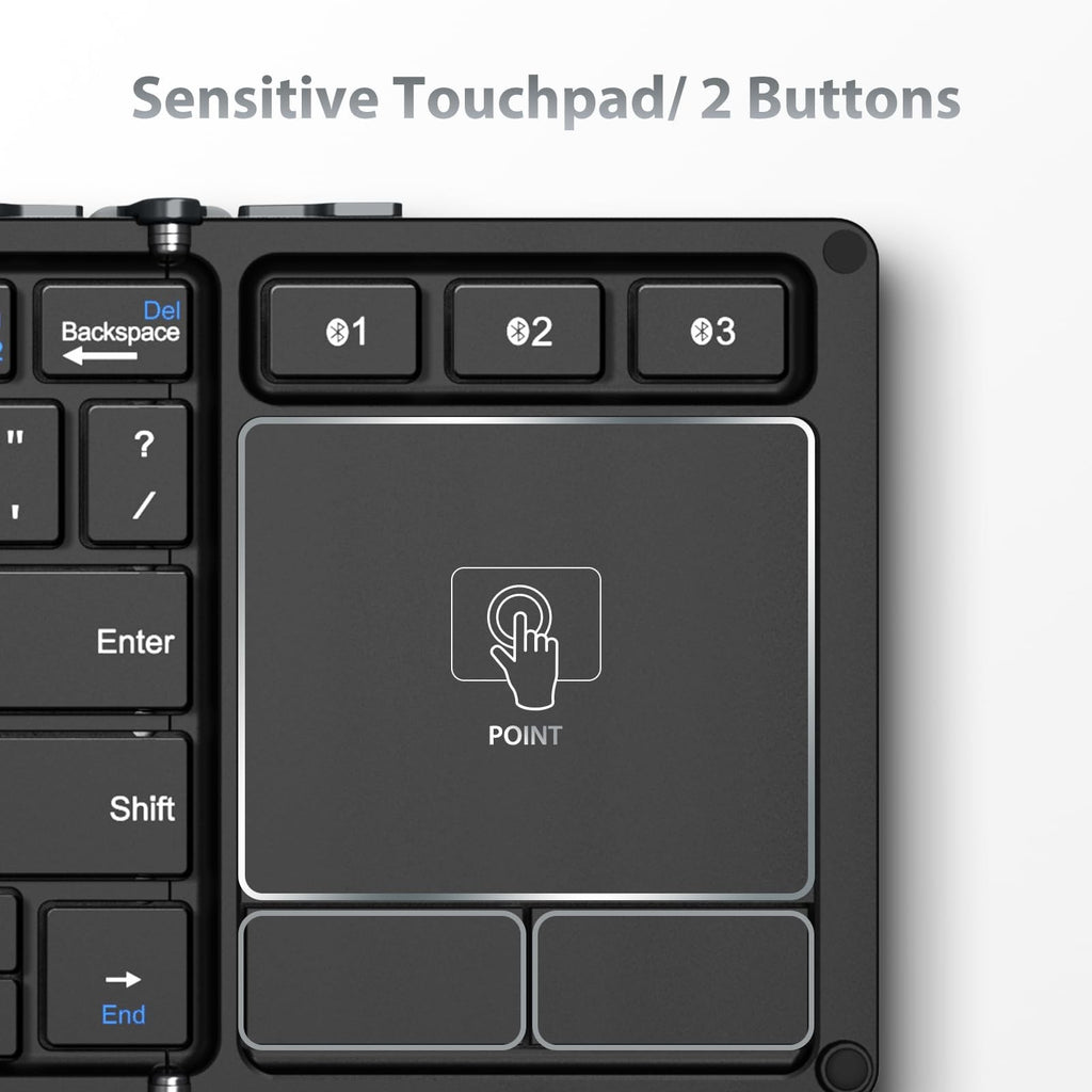Iclever Foldable Keyboard, BK08 Bluetooth Keyboard with Sensitive Touchpad (S...
