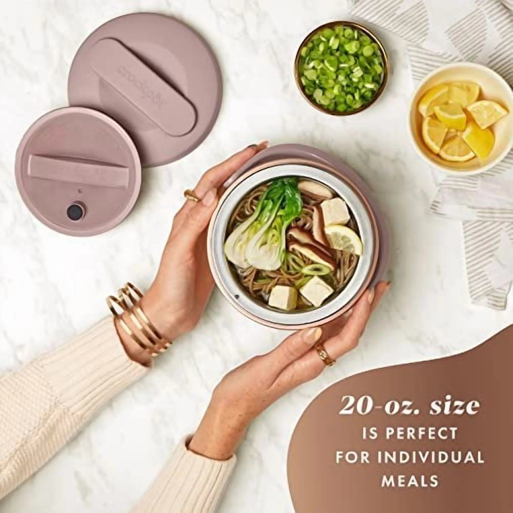Electric Lunch Box, 20-Ounce Portable Food Warmer, Blush Pink , Perfect for Travel, On-The-Go & Office Use Stylish, Spill-Free & Dishwasher-Safe Ideal Men & Women'S Gifts