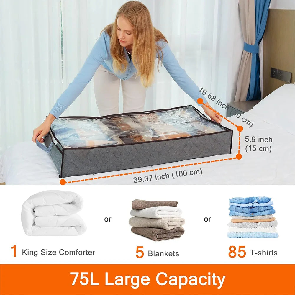 Fold Non Woven Fabric Storage Box Underbed Storage Bag Clothing Underwear Sock and Kid Toy Storage Bag for Bedroom Closet