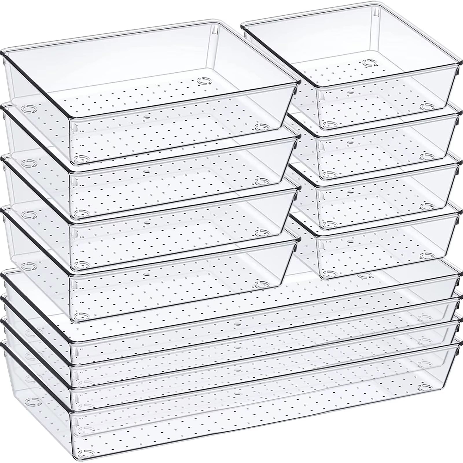 60/6/9/12Pack Drawer Organizers Clear Plastic Tub Containers for Bathroom Dressing Table Storage, Home Organization Makeup Kit