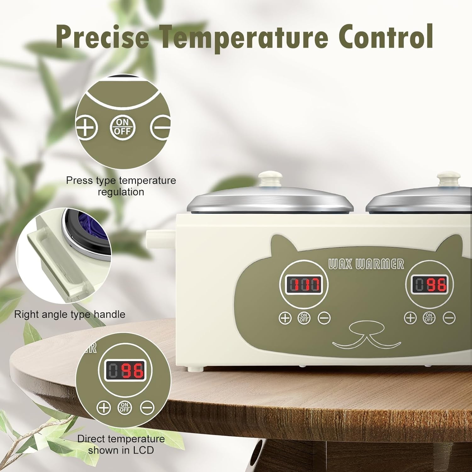 Professional Hair Removal Wax Pot Heater with Waxing Kits for Hair Removal, Green