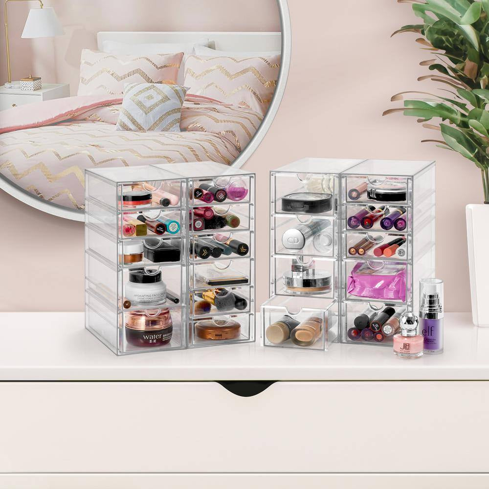 Stackable 20-Drawers Cosmetic Organizer Clear