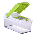 Vegetable Slicer Stainless Steel Built-In Blade Choppers & Presses with 3 Blades and Container
