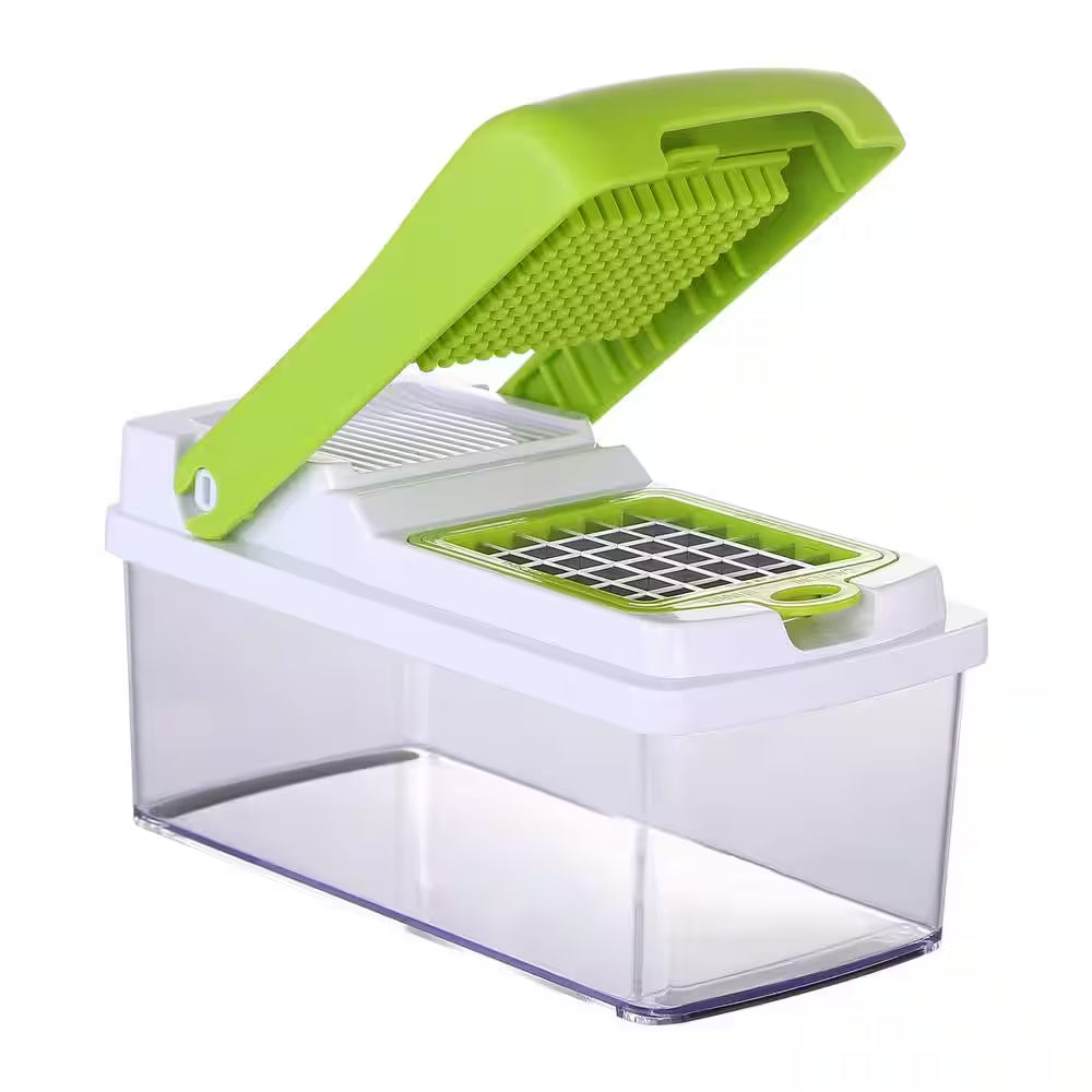 Vegetable Slicer Stainless Steel Built-In Blade Choppers & Presses with 3 Blades and Container