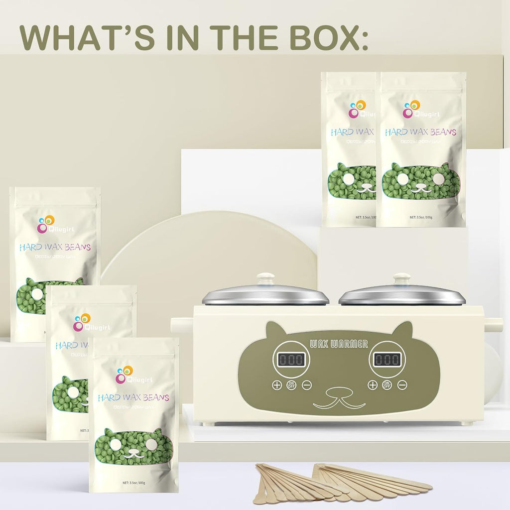 Professional Hair Removal Wax Pot Heater with Waxing Kits for Hair Removal, Green