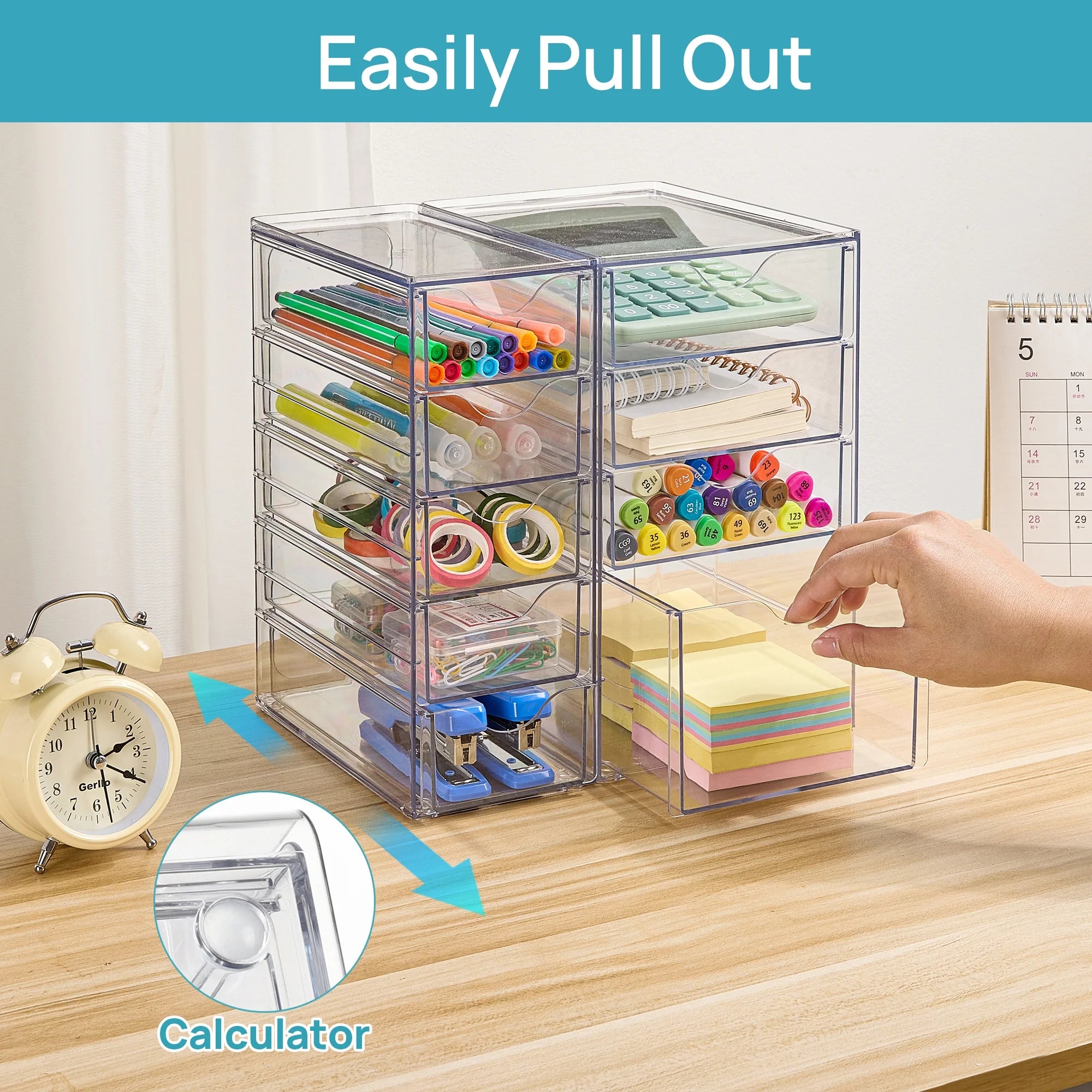 Acrylic Organizer with 9 Drawers,Clear Storage Drawers,Organizer Bins for Makeup,Cosmetics,Beauty Supplies