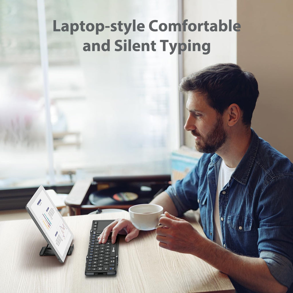 Iclever Foldable Keyboard, BK08 Bluetooth Keyboard with Sensitive Touchpad (S...