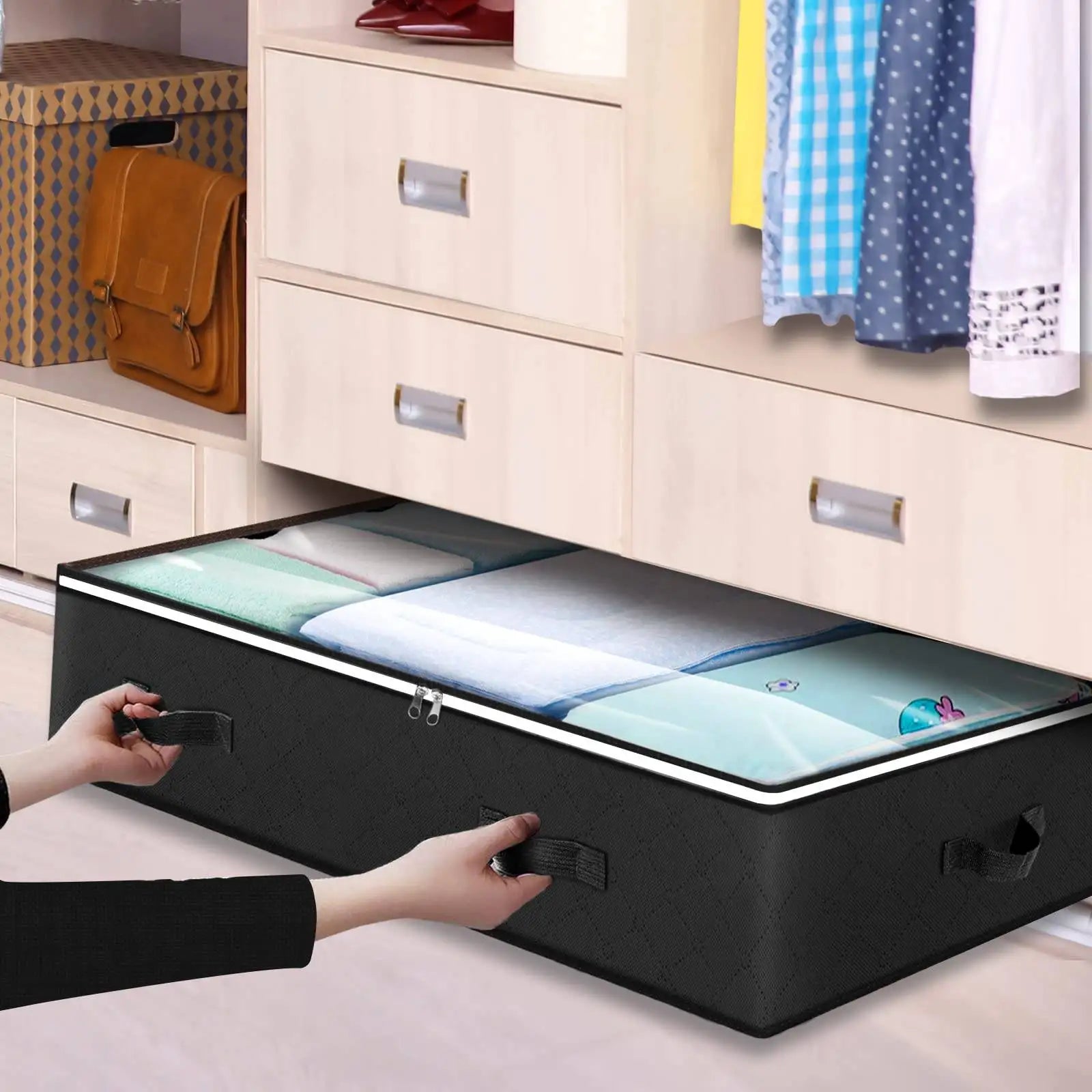Fold Non Woven Fabric Storage Box Underbed Storage Bag Clothing Underwear Sock and Kid Toy Storage Bag for Bedroom Closet