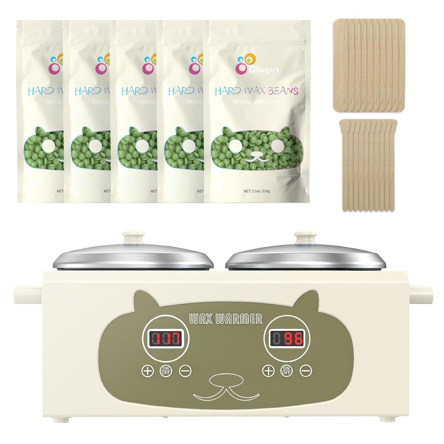 Professional Hair Removal Wax Pot Heater with Waxing Kits for Hair Removal, Green