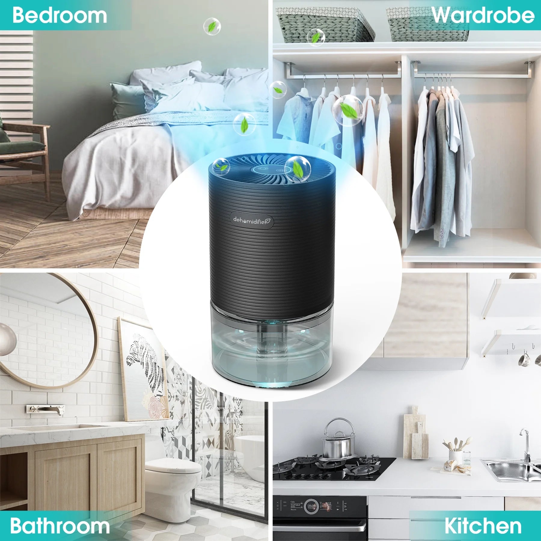 700Ml Small Dehumidifiers with LED Light 2200 Cubic Feet (215 Sq. Ft)