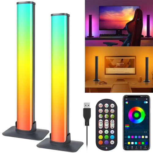 2Pcs/Set RGB Smart LED Light Bars,Usb Desktop Atmosphere Lights, Night Light, Rhythm Lamp,App Remote Control,Music Sync B