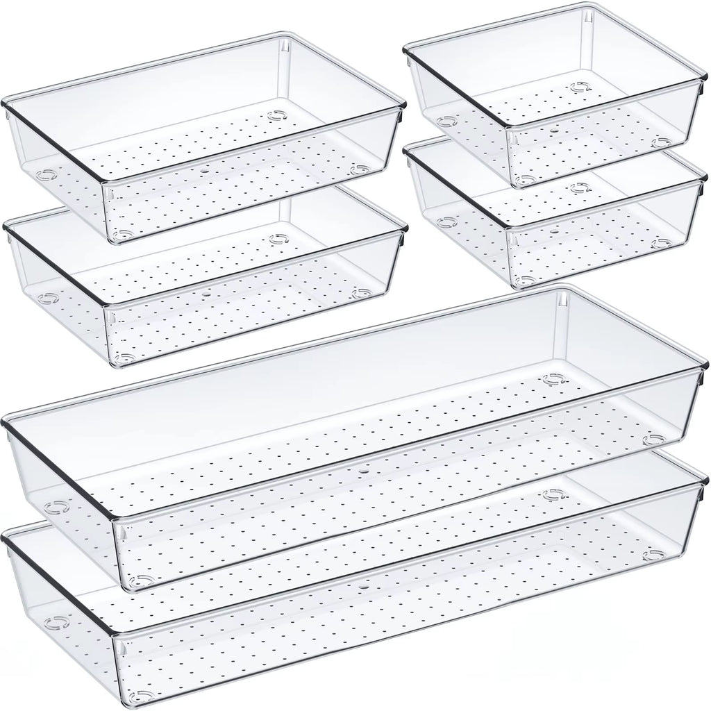 60/6/9/12Pack Drawer Organizers Clear Plastic Tub Containers for Bathroom Dressing Table Storage, Home Organization Makeup Kit