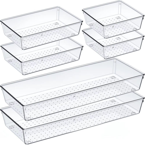 60/6/9/12Pack Drawer Organizers Clear Plastic Tub Containers for Bathroom Dressing Table Storage, Home Organization Makeup Kit