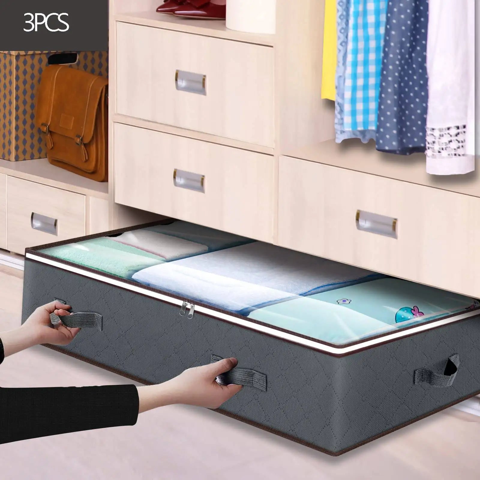 Fold Non Woven Fabric Storage Box Underbed Storage Bag Clothing Underwear Sock and Kid Toy Storage Bag for Bedroom Closet